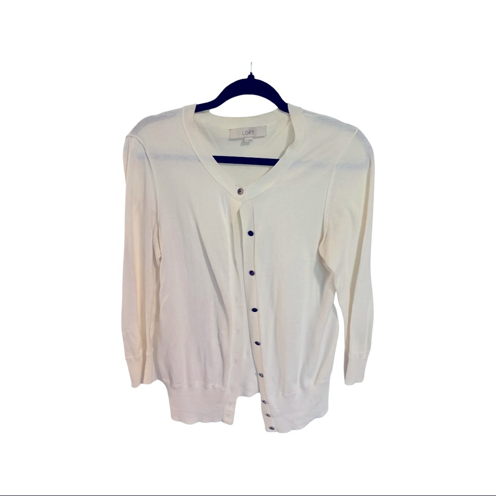 Loft button up white cardigan